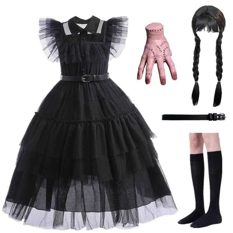 ชุดเครื่องแต่งกาย.Adam's Family วันพุธสีดำ สำหรับเด็ก Halloween