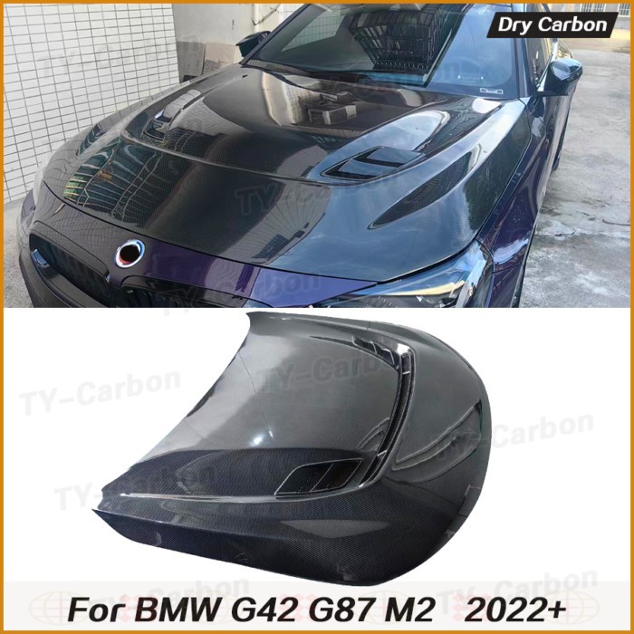 Dry Carbon Fiber Front Engine Hood Cover for BMW 2 Series G42 M240I G87 M2 2022+ Car Vent Bonnet Ca