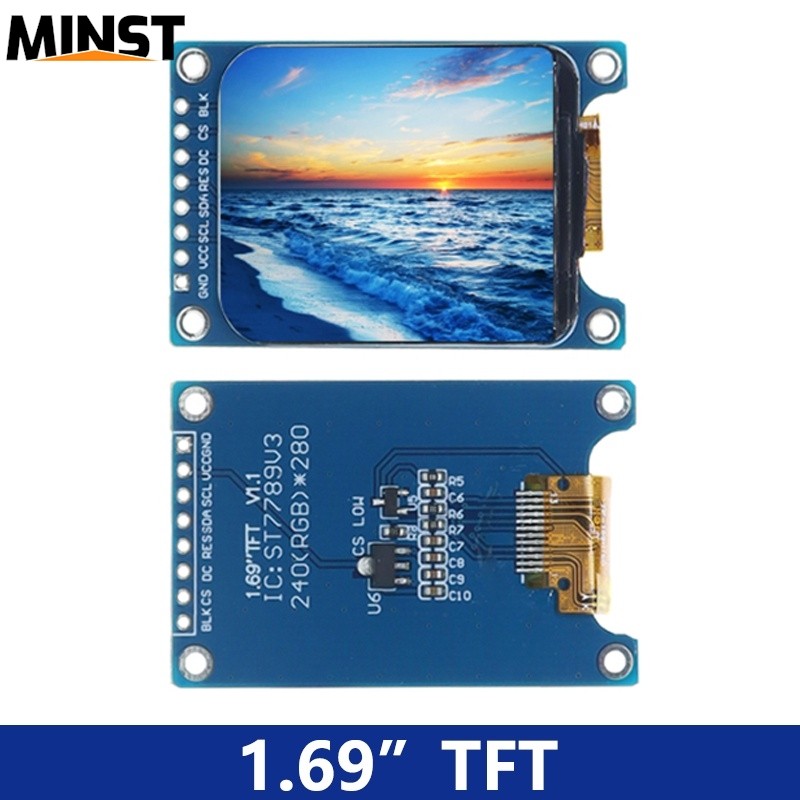1.69 นิ้ว 1.69 "โมดูลจอแสดงผล TFT HD IPS LCD หน้าจอ LED 240X280 อินเทอร์เฟซ SPI ST7789 คอนโทรลเลอร์