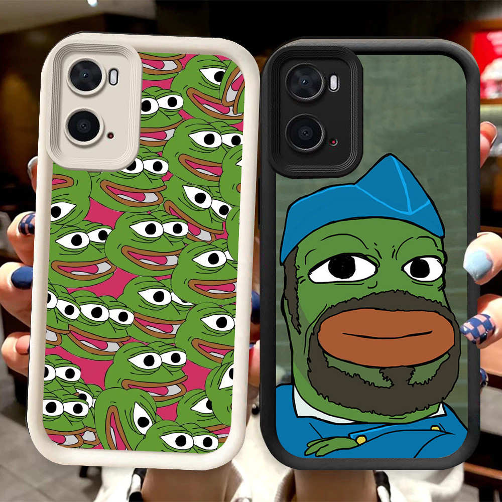 R91 Frog meme peper Casing สําหรับ OPPO Reno 7 Find X5 Lite 8 5G สีดําและสีขาว