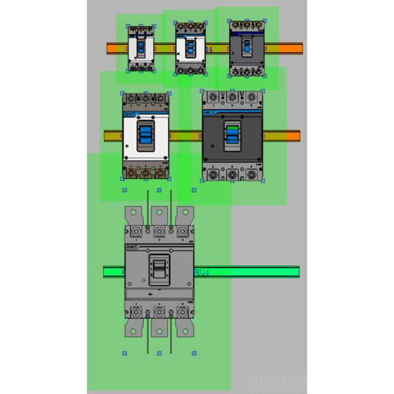 EPLAN อะไหล่ Library-Zhengtai-NXM ทําลายความสามารถ 50KA เปลือกพลาสติก Circuit Breaker EDZ 3D