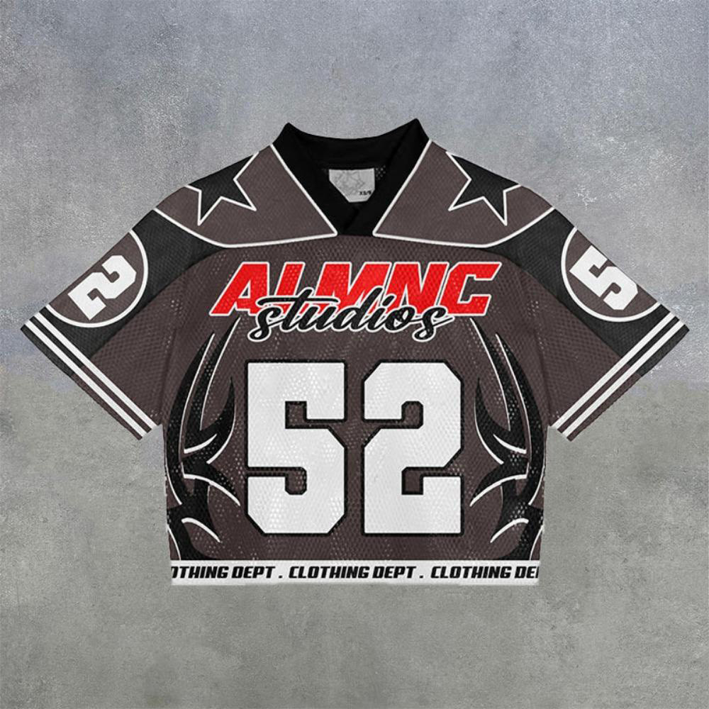 เสื้อยืดแขนสั้นคอวีพิมพ์ลาย สไตล์ STREET HIP-HOP สบายๆ เหมาะสำหรับฤดูร้อน
