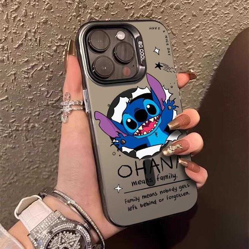 เคส Iphone โลหะของ Lilo & Stitch ไอโฟน11 For Iphone12 13 14 15Pro MAX X XS XR 6 7 8Plus 8F6