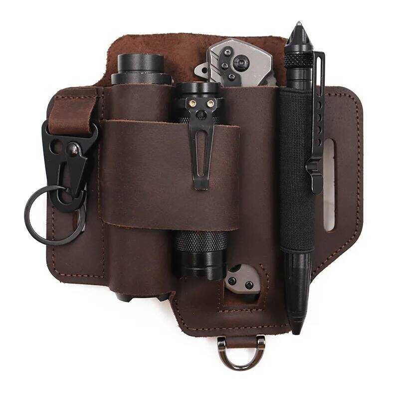 C Tactical Multi Tool Belt Leather Portable Tool Storage Holster Key Holder Outdoor Camping Hunting