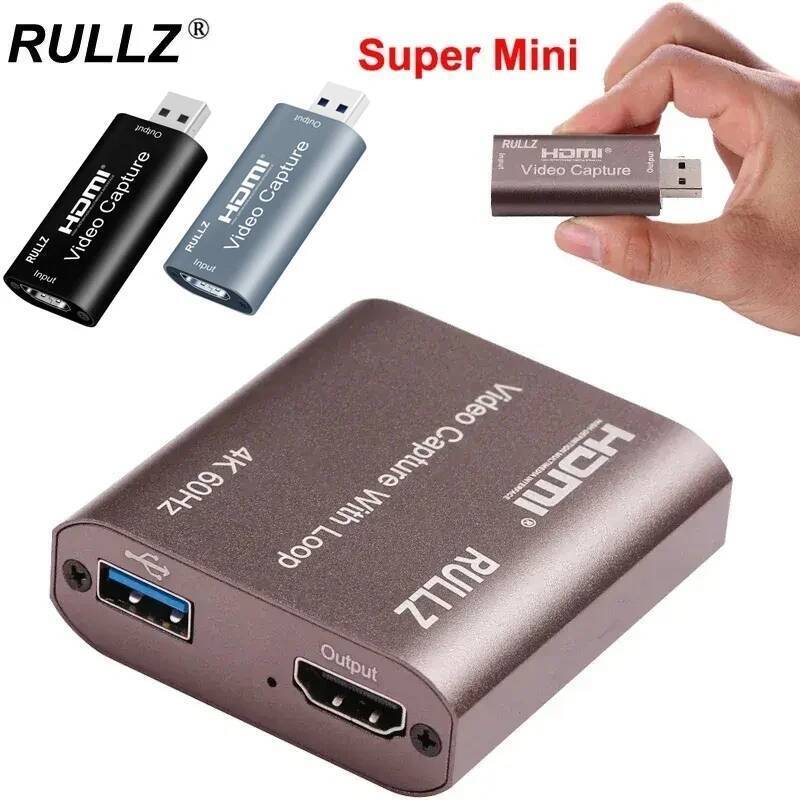 4K 60Hz USB 2.0 3.0 HDMI Video Capture Card TV Loop Output U3 1080P 60fps แผ่นบันทึกเกม Live Streami
