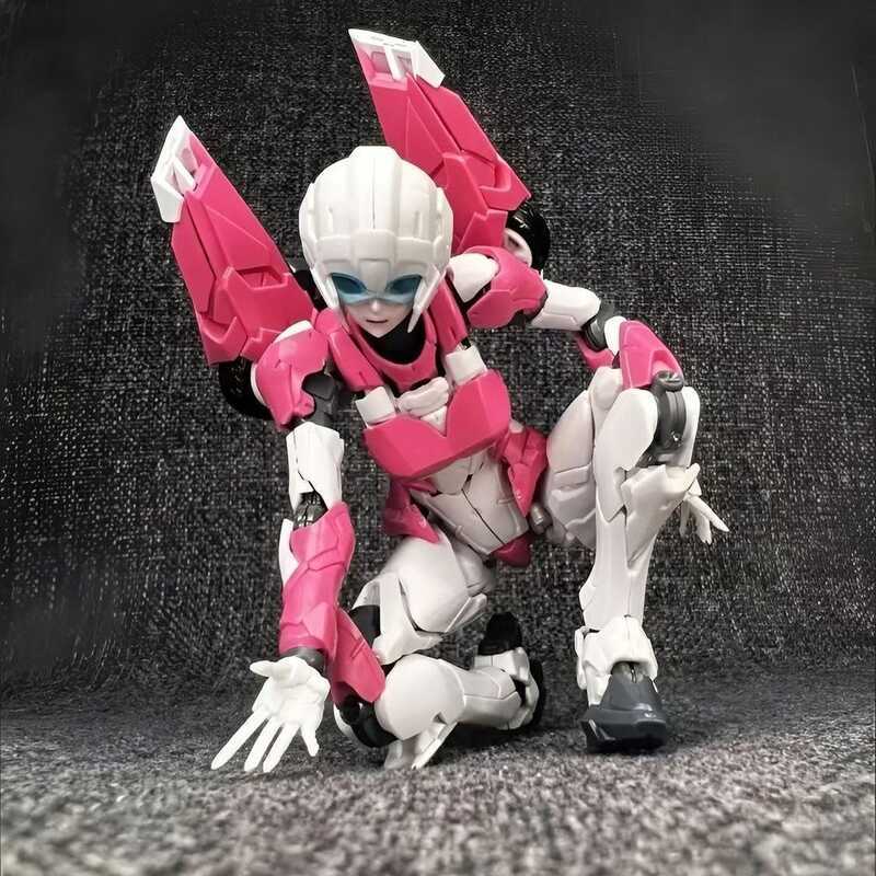 MD002 สีชมพู Alcee Mecha Girl Assembly Model Kit, Fine Painted Wind Thunder Arcee Chibi หุ่นยนต์หญิง