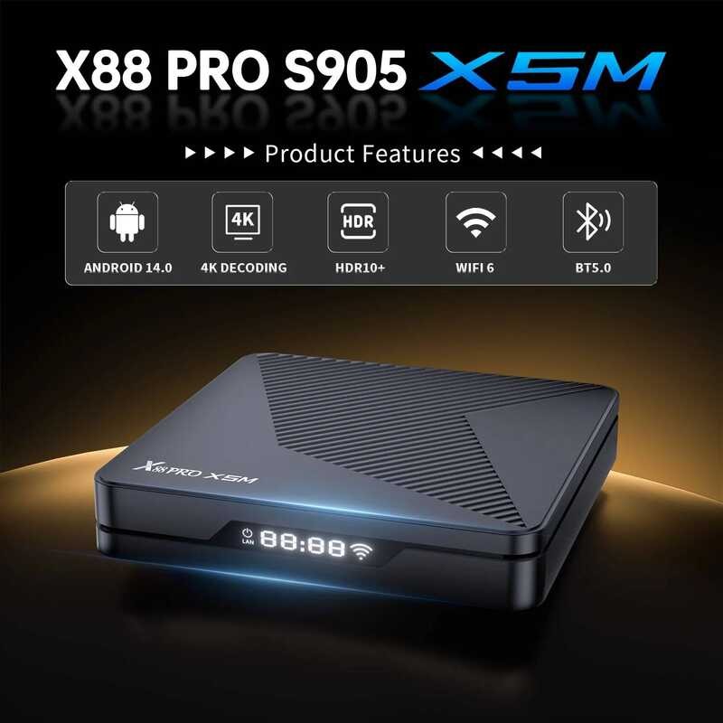 ▥ Android 14.0 X88 PRO X5mกล่องสมาร์ททีวีwifi6 Amlogic S905x5m 4K Voice Assistant Media Playerช