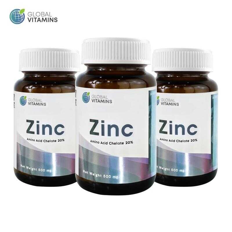 [แพ็ค 3 ขวดสุดคุ้ม] ซิงค์ โกลบอลวิตามิน Zinc Global Vitamins ซิงค์zinc Ef6
