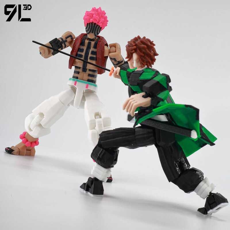 C L3d Printed Demon Slayer AKAZA Tanjiro Kamado Lucky Dummy 13 Movable Shapeshift Action Figures Ma
