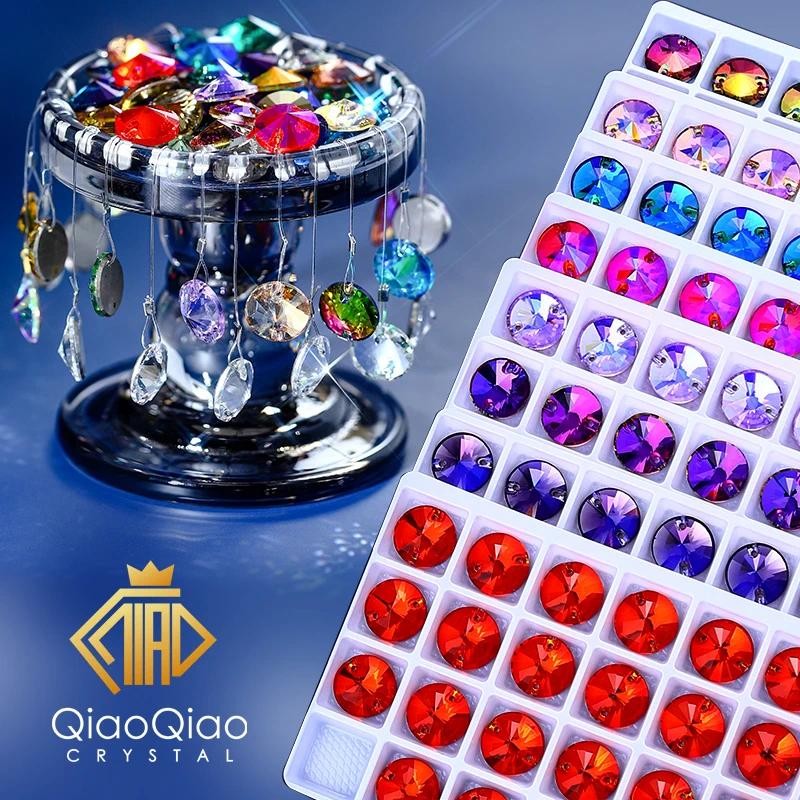 QIAO Multicolor Rivoli Rhinestones สำหรับงานเย็บปักถักร้อยและDIY