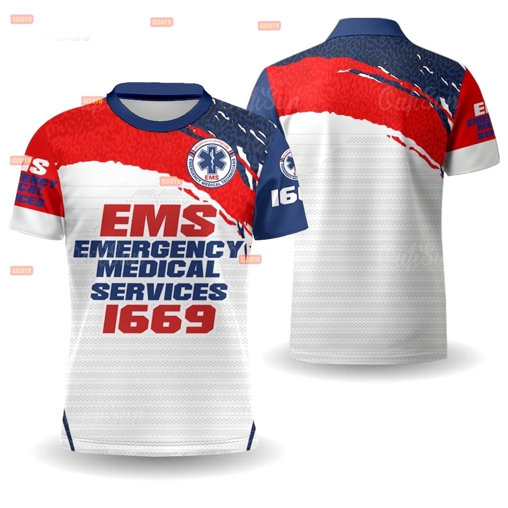 เสื้อพิมพ์ลายคอปก EMS 1669 เสื้อสวยออกใหม่ใส่แล้วพร้อมออกไปปฏิบัติงาน,เสื้อโปโลกู้ภัยฉุกเฉินทางการแพ