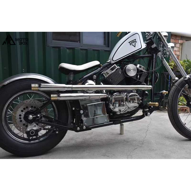 Chate na Naga 250 ท่อไอเสียแบบดัดแปลงหลายตําแหน่งขวาปากทองเหลืองคู่เสียงหนา