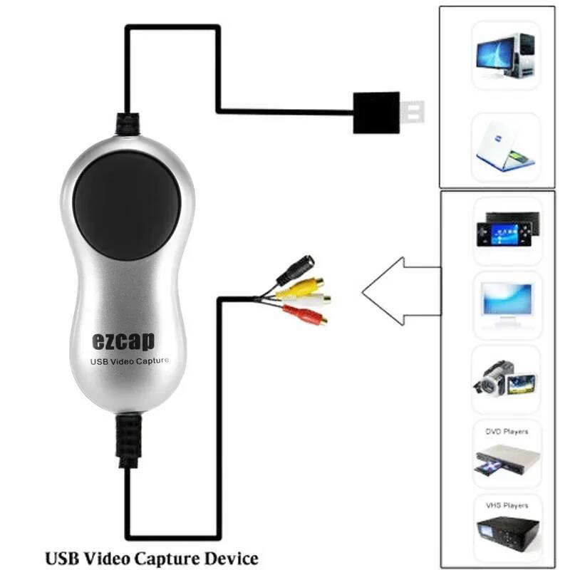 Win10 USB 2.0 การ์ดจับภาพวิดีโอ DVD VHS ผู้เล่น DVR Recorder AV CVBS S-Video อุปกรณ์บันทึกวิดีโอสําห