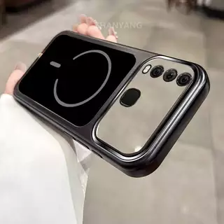 สําหรับ vivo Y11 Y12 Y15 Y17 Y19 Electroplated โปร่งใสหน้าต่างขนาดใหญ่สีพื้นหลังเคสโทรศัพท์ความงามซิลิโคน TPU minimalist soft Case