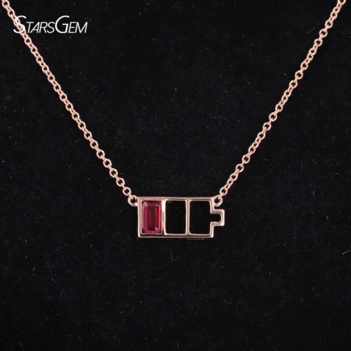 Starsgem Gold Necklace Emerald Cut 3*5mm Lab Grown Ruby Necklace with Chain IYX