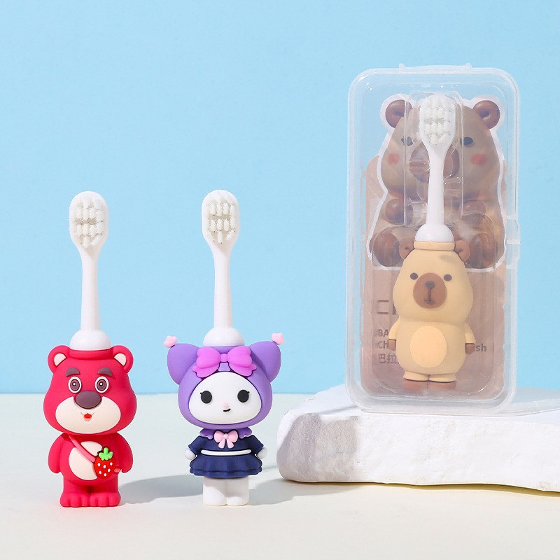 สต็อกสําเร็จรูปแปรงสีฟันเด็ก 2-6 ปีเด็กทารกนักเรียนบ้านฟันระยะเวลาหัวแปรงที่ถอดออกได้เดียว - รูปที่ 3