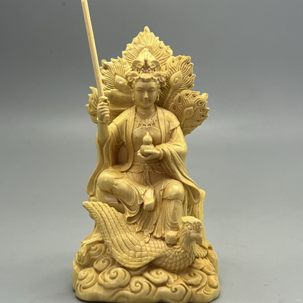 ♞,♘Boxwood แกะสลักเก้าสวรรค์ของ Xuan Woman Fictional Goddess Car Crafts Shuntian แม่ที่เป็นแม่ศักดิ