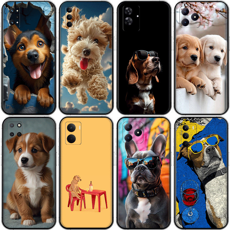 สัตว์น่ารักสุนัข lq-7 สําหรับ Realme C2 C3 C11 C12 C15 C17 C20 C21 C21Y C25S ความเข้ากันได้ TPU เคสโ