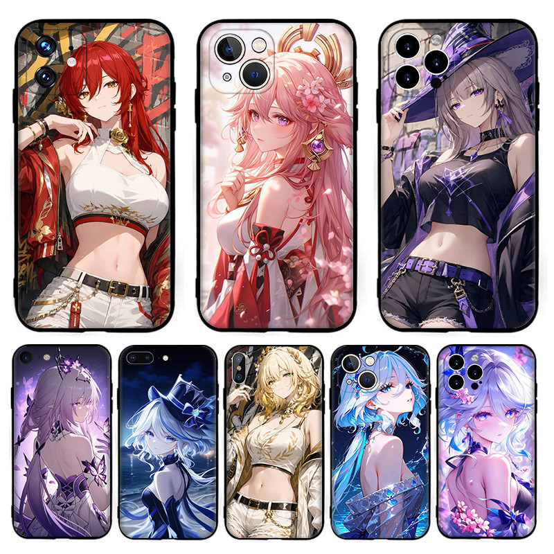 สําหรับiPhone 5 5s SE 6 6s 6 7 8 Plus SE X XR XS 17 Air Pro Maxอะนิเมะการ์ตูนGenshin Impacปลอก 6Y29 