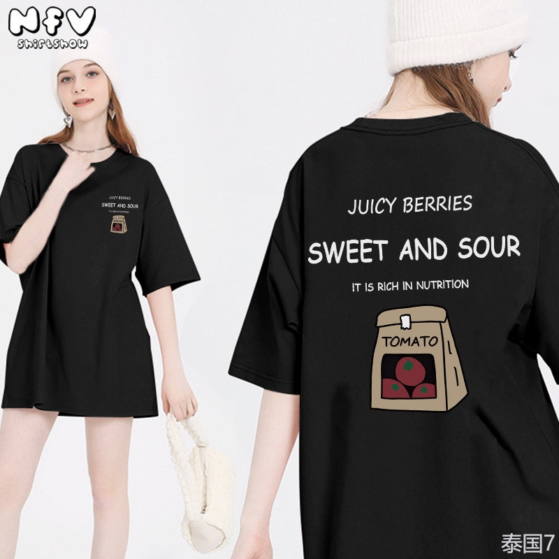 NFV ส่งจากไทยเสื้อยืดแขนสั้น เนื้อผ้าคอตตอน ลายสไตล์มินิมอล YG904