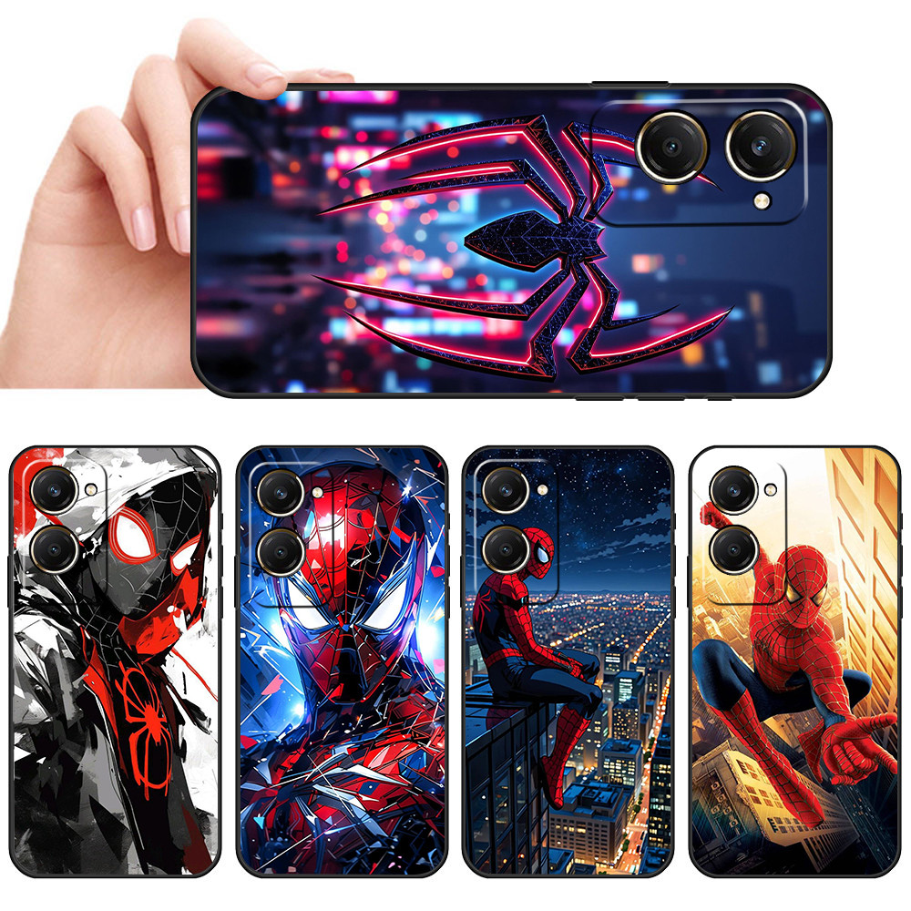 เคสโทรศัพท์สีดําแฟชั่นสําหรับ VIVO Y03 Y30T Y18 Y18S Y18E Y37M T3 Z9 lite SX46 Spiderman Marvel case