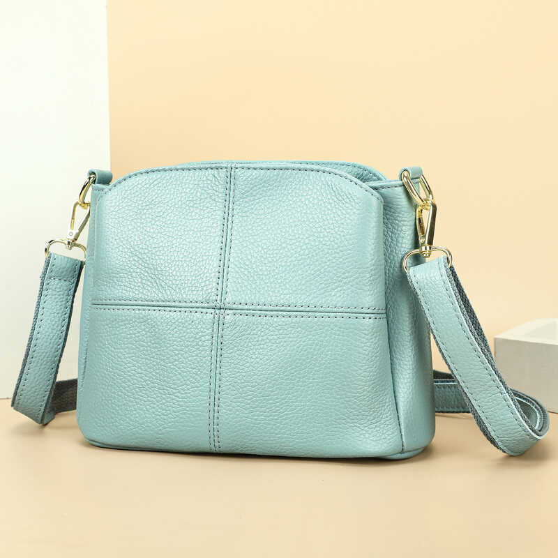 TEMU First Layer Cowhide กระเป๋าสะพายหนังแท้ขนาดใหญ่สำหรับแม่