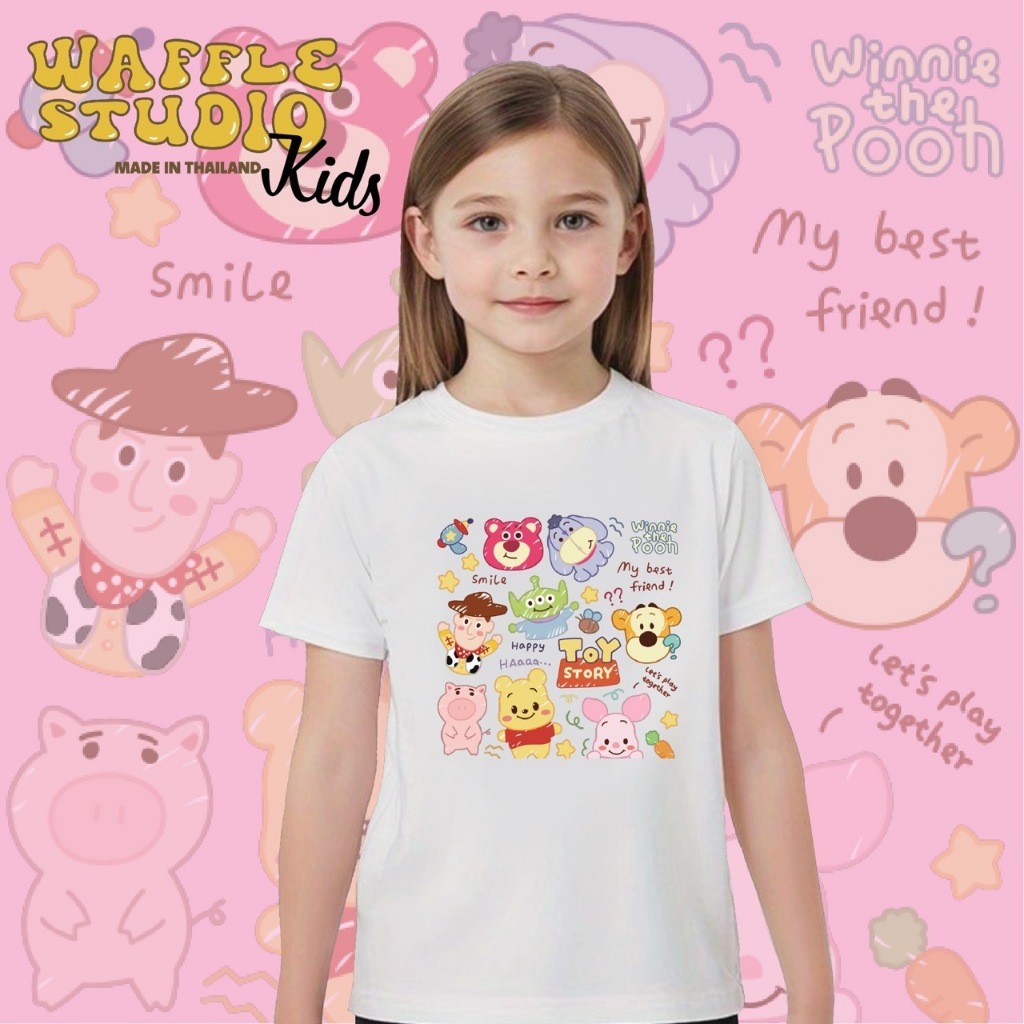 [ ส่งฟรี  ] KD0003 เสื้อเด็ก เสื้อยืดเด็ก เสื้อยืด Tsumsum ผ้า Cotton 100% WAFFLE STUDIO