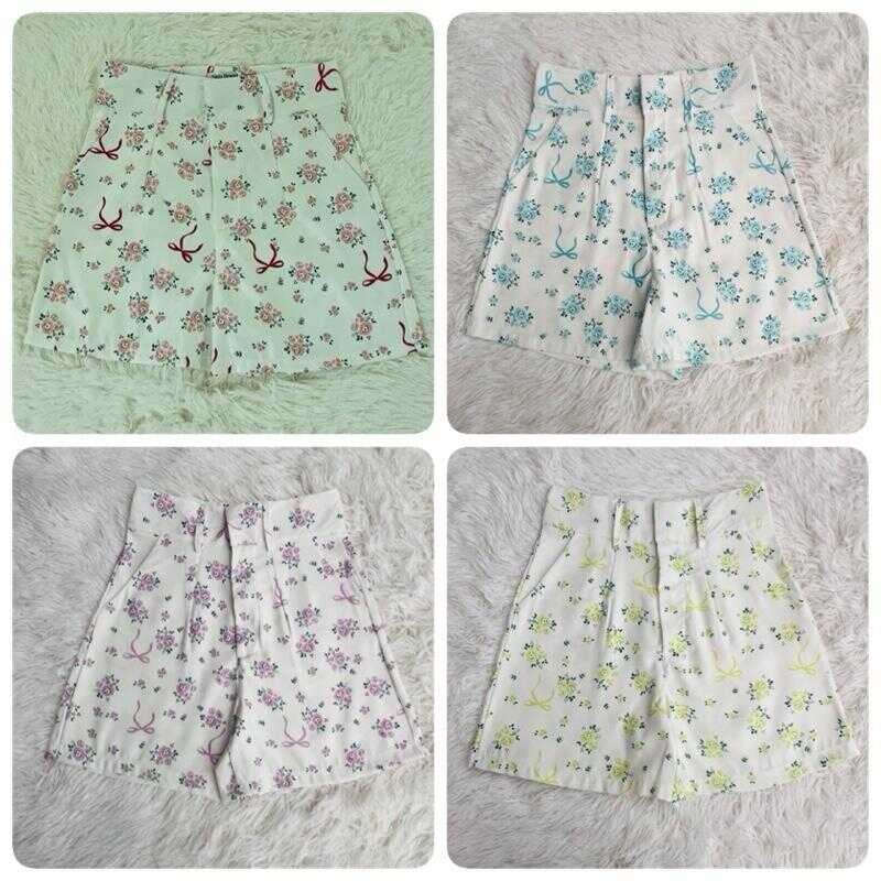 A01 กางเกงขาสั้นตะขอมีหู รุ่นลายฮิต ผ้าซาร่าห์ มีกระเป๋า2ข้าง 8D0