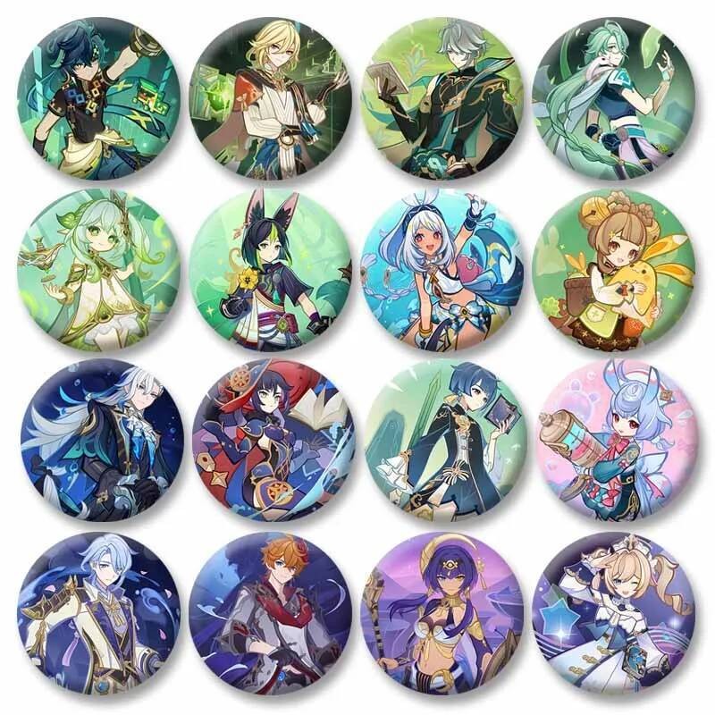 เข็มกลัดลายตัวละคร Genshin Impact: Kinich, Iansan, Nahida, และ Mona - สินค้าสะสมสำหรับแฟนเกมและของขว