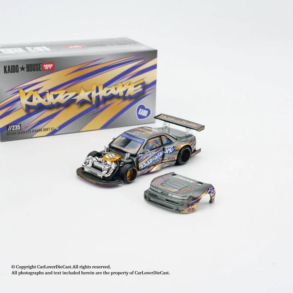 Sealed Kaido House MINIGT Nissan S13 โมเดลรถโลหะผสมเครื่องประดับ KHMG235 ซ่อนสไตล์สุ่ม