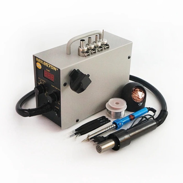 QUICK 857DW Soldering Station SMD SMT Electric Soldering Iron 40W 0.6mm Solder Wire Desoldering Wic