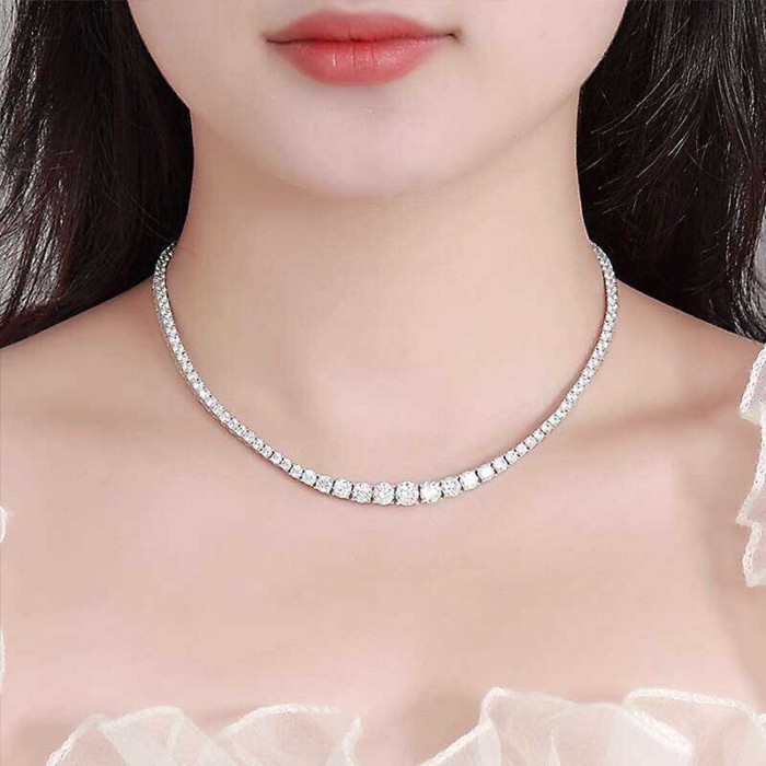 D Full Diamond Color Moissanite Necklace Tennis Chain High Carbon Diamond Imitation Clavicle Chain