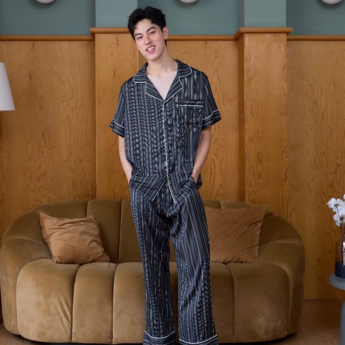 ชุดนอน Muslin Pajamas Silk Satin รุ่น Men | รวมชุดนอนผู้ชายแขนสั้นขายาว