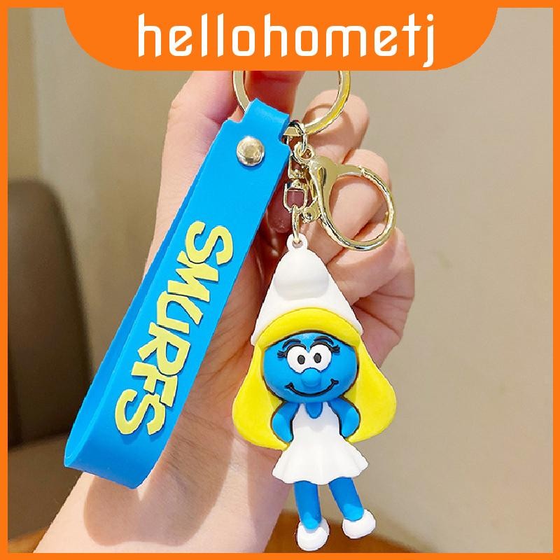 น่ารัก Smurfs Papa Jokey Smurf Smurfette พวงกุญแจซิลิโคนคุณภาพสูงอุปกรณ์เสริมการ์ตูน
