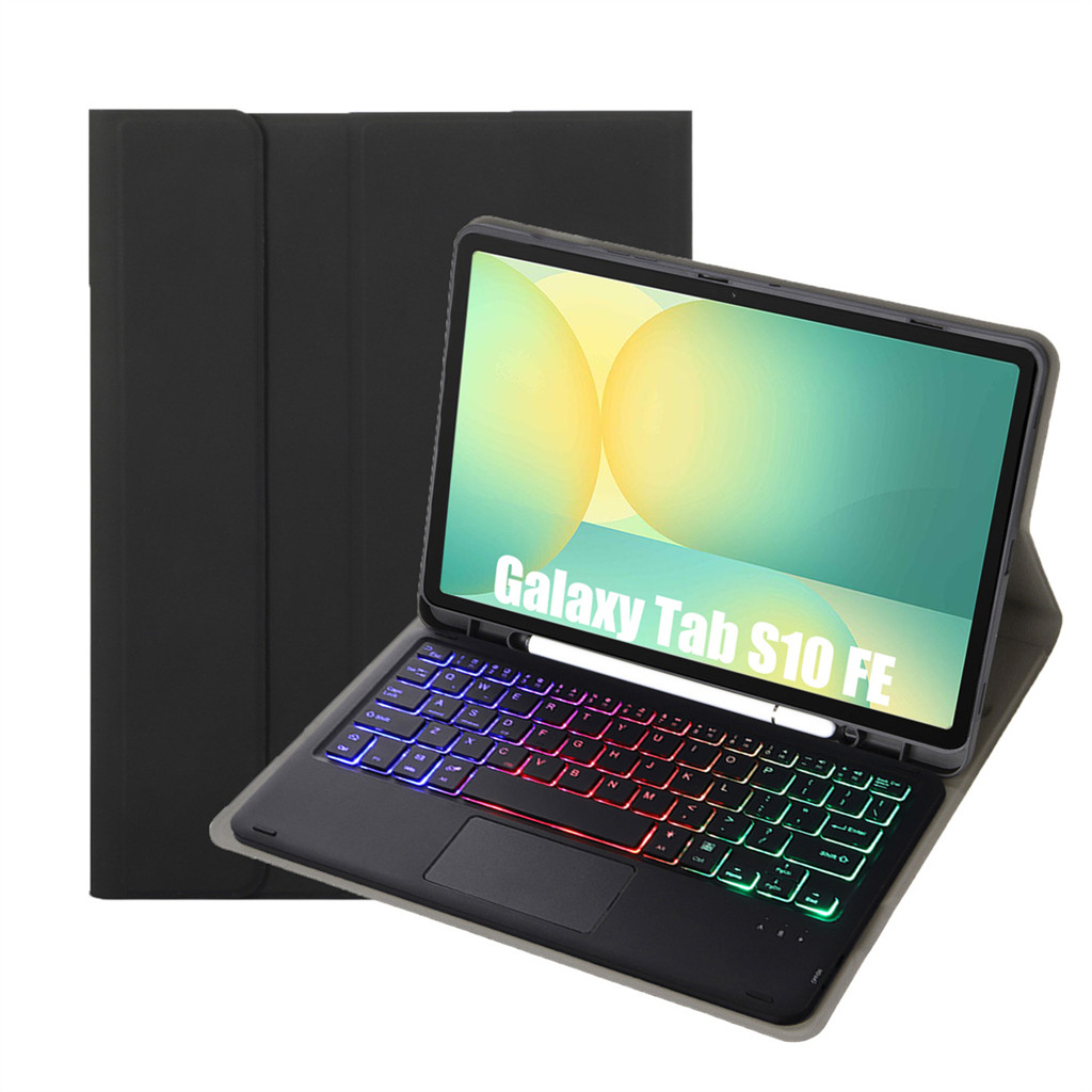 กรณีสําหรับแท็บเล็ต Galaxy Tab S9 + S8+ S7FE S7+ บางเฉียบพร้อมสัมผัสและแบ็คไลท์ที่ถอดออกได้แป้นพิมพ์