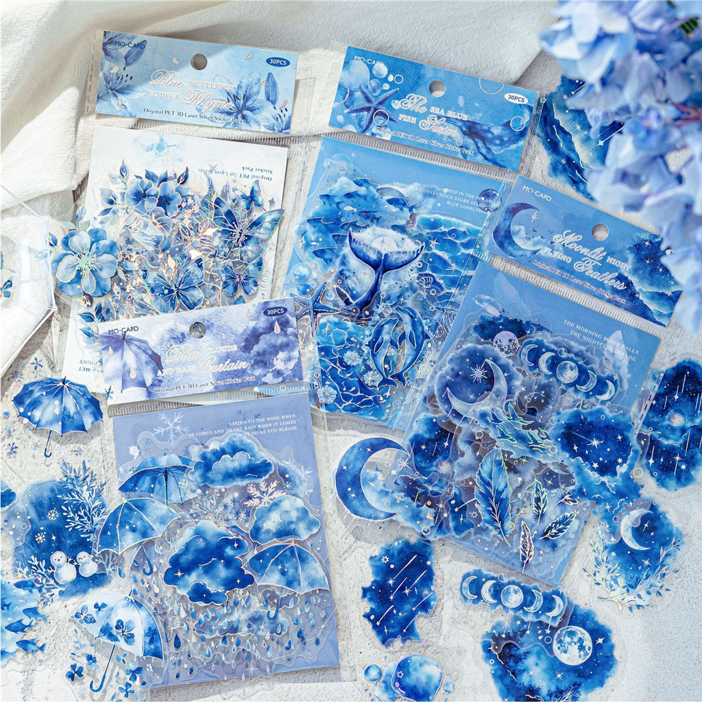 30 ชิ้น/1 ล็อต Kawaii สติกเกอร์สมุดภาพ Blues Dream ภาพวาด Scrapbooking อุปกรณ์ Planner ตกแต่งเครื่องเขียนสติกเกอร์