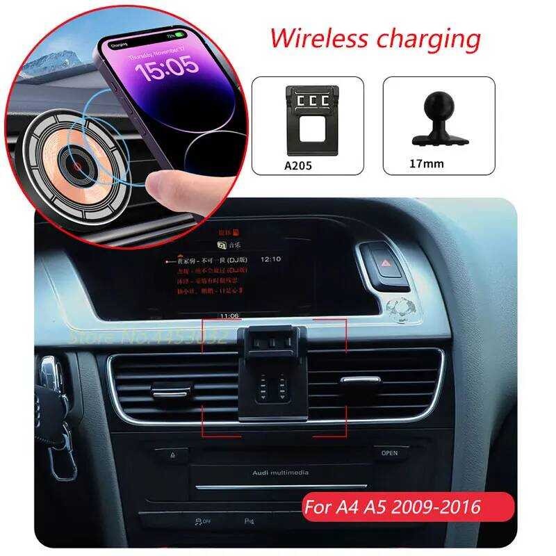สําหรับ Audi A4 B8 8K A5 8T8 8F 2009-2016 15W รถ Wireless Charger ที่วางโทรศัพท์ Rotatable Magnetic 
