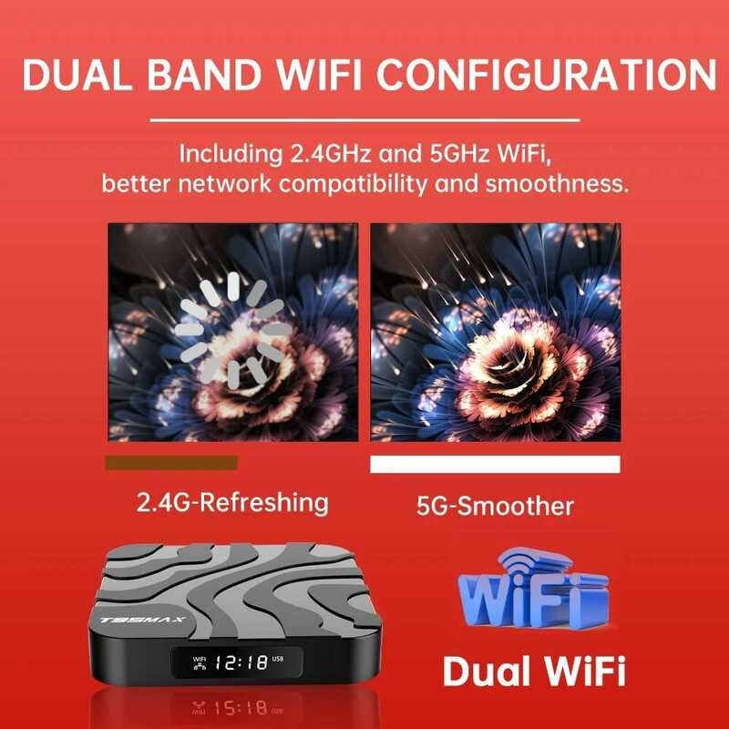 ▥ YOZHIXU ใหม่ T95max กล่องสมาร์ททีวี Allwinner H618 Android14 รองรับ Dual Wifi6 8K Bt5.4 64Gb