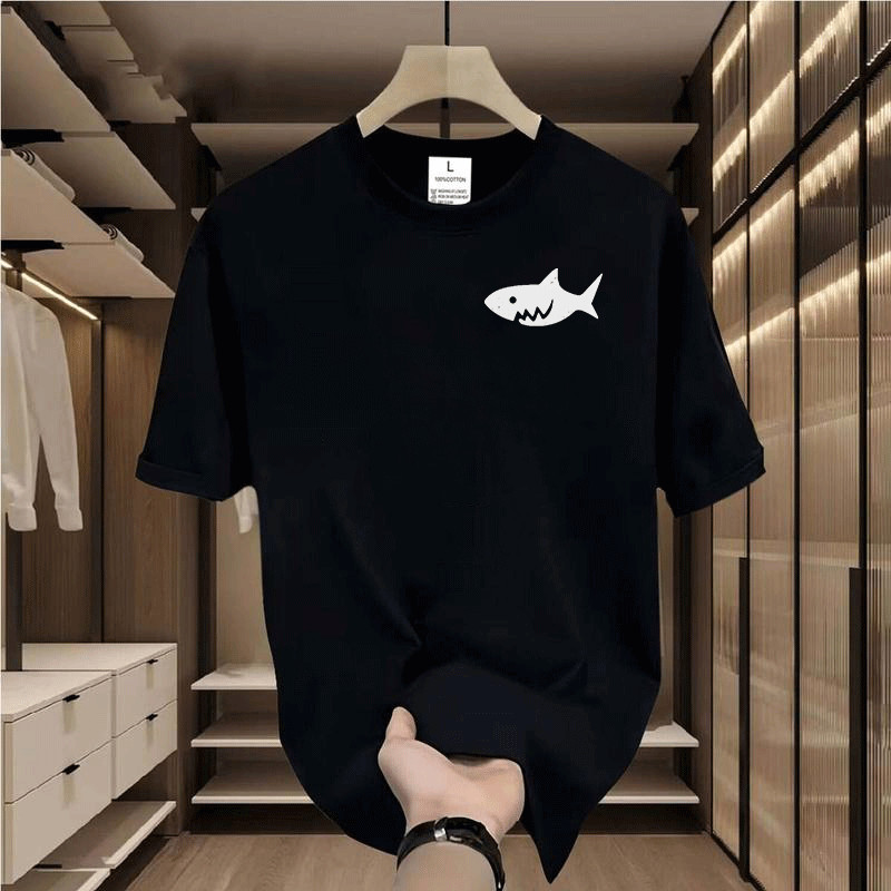 1024 สตรีทแฟชั่น สีดําแขนสั้น ผู้ชาย FASHION t-shirt OVERSIZE เสื้อยืดผู้ชาย COOL คอกลม CASUAL ลายการ์ตูน สีขาว-ดำ