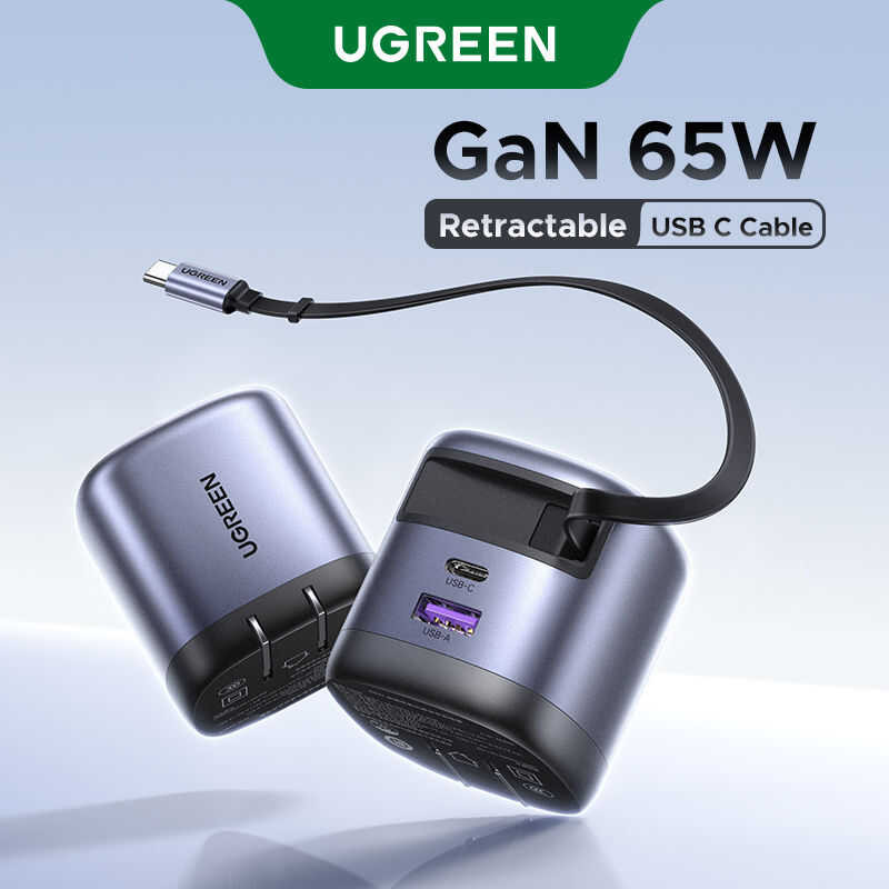 ❤ 【Nexode】Ugreen Gan 65W 3-Port หัวชาร์จเร็วสายชาร์จพับเก็บได้ 69 ซม.Support Super Fast Chargin