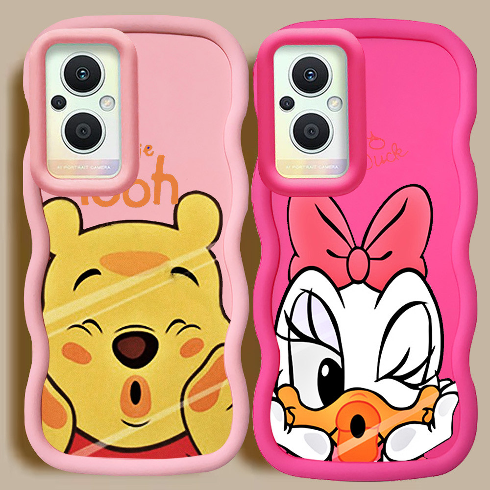 MERAH KL32 Donald Duck Pooh Casing สําหรับ OPPO Reno 8Z 8 7 7Z Lite 5G Case สีชมพู