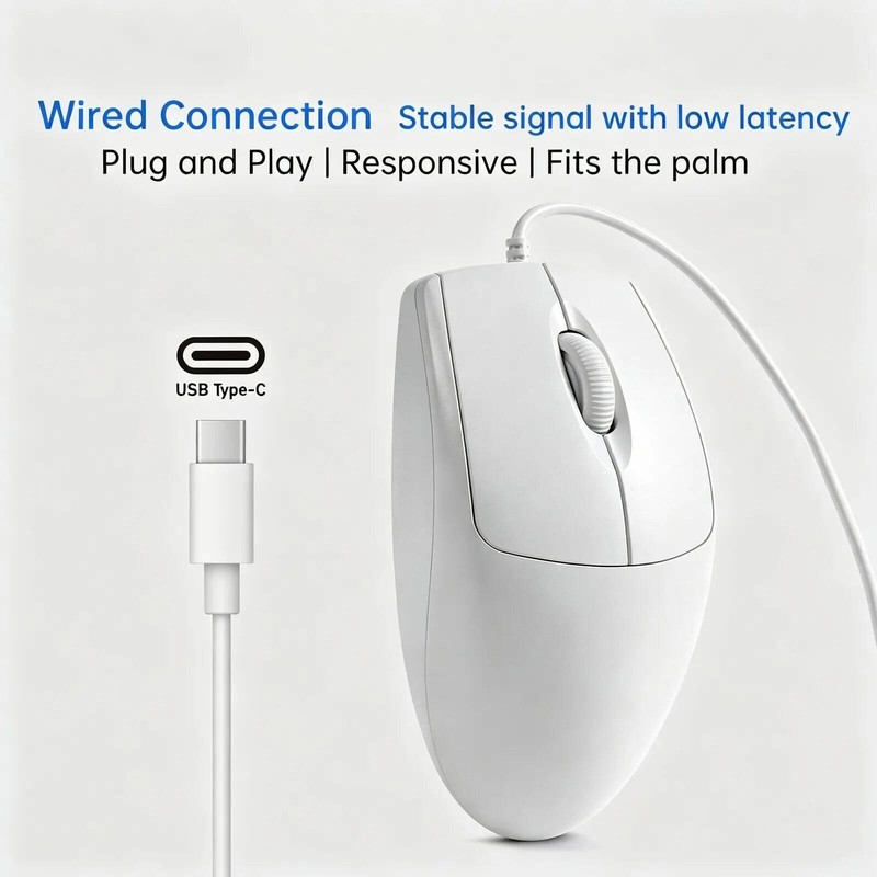 เมาส์แบบมีสาย Type-C Ergonomic คอมพิวเตอร์สําหรับเล่นเกม RGB Mute Optical Mouse 1200 DPI สําหรับแล็ปท็อปแท็บเล็ตสํานักงาน ESports PC