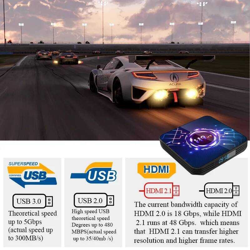 ▥ H9 X3 สมาร์ท TV Box 4Gb 32Gb 64Gb Amlogic 905X3 Quad Core สนับสนุน 4G 5G Dual Wifi 4K 8K LAN