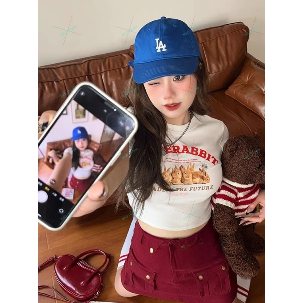 เกาหลี ผู้หญิง เสื้อขาว ผ้าคอตตอน 100% เนื้อผ้าเกรดพรีเมียม คอกลม  เสื้อ baby tee  เสื้อน่ารัก  #10