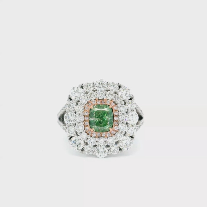 1.01 Carat Fancy Green SI Clarity Diamond Ring