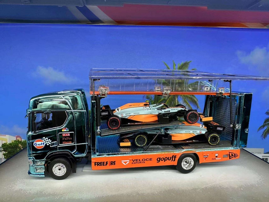 พร้อมสต็อก AutoVic 1: 64 Scania Scania S730 Euro Wing Flying Wing Transport Trailer Container Out of