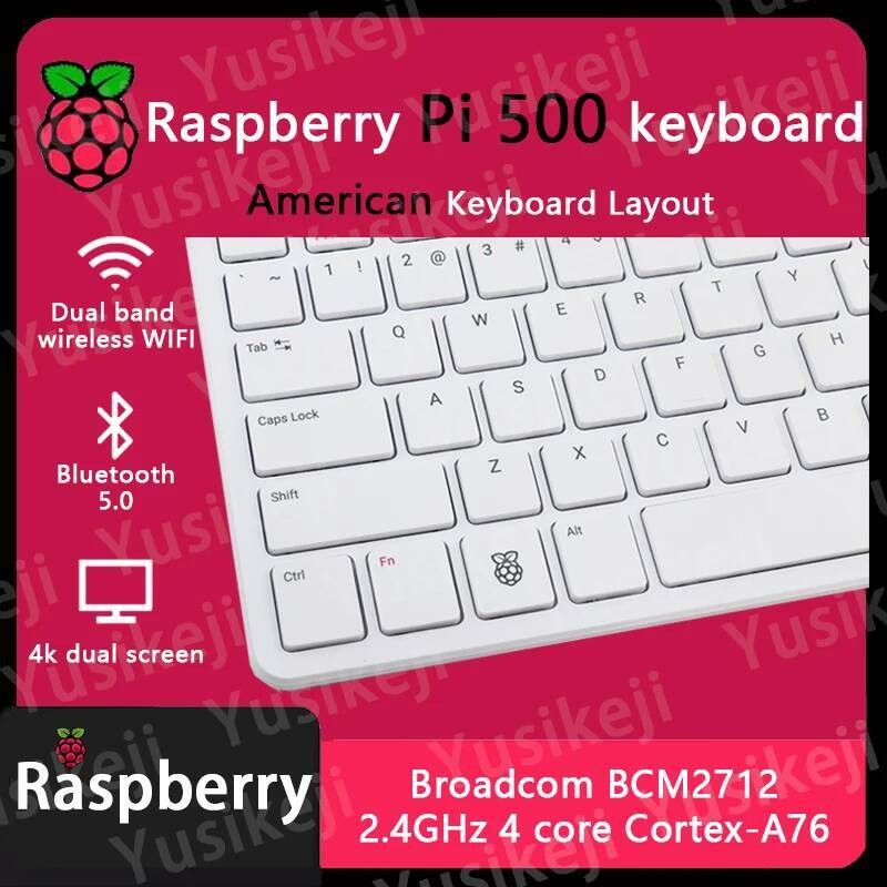 คีย์บอร์ด Raspberry Pi 500 , BCM2712, Bluetooth (kit:Pi500 คีย์บอร์ด + เมาส์ + สาย HDMI + พาวเวอร์ซั