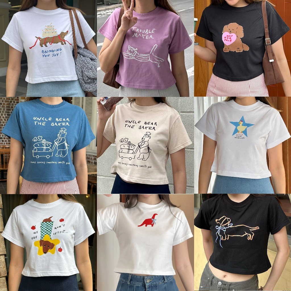 COD(จัดส่งตลอด 24 ชั่วโมง）OOOK Official Mini Tee ผู้หญิง สตรีทแฟชั่น baby tee
