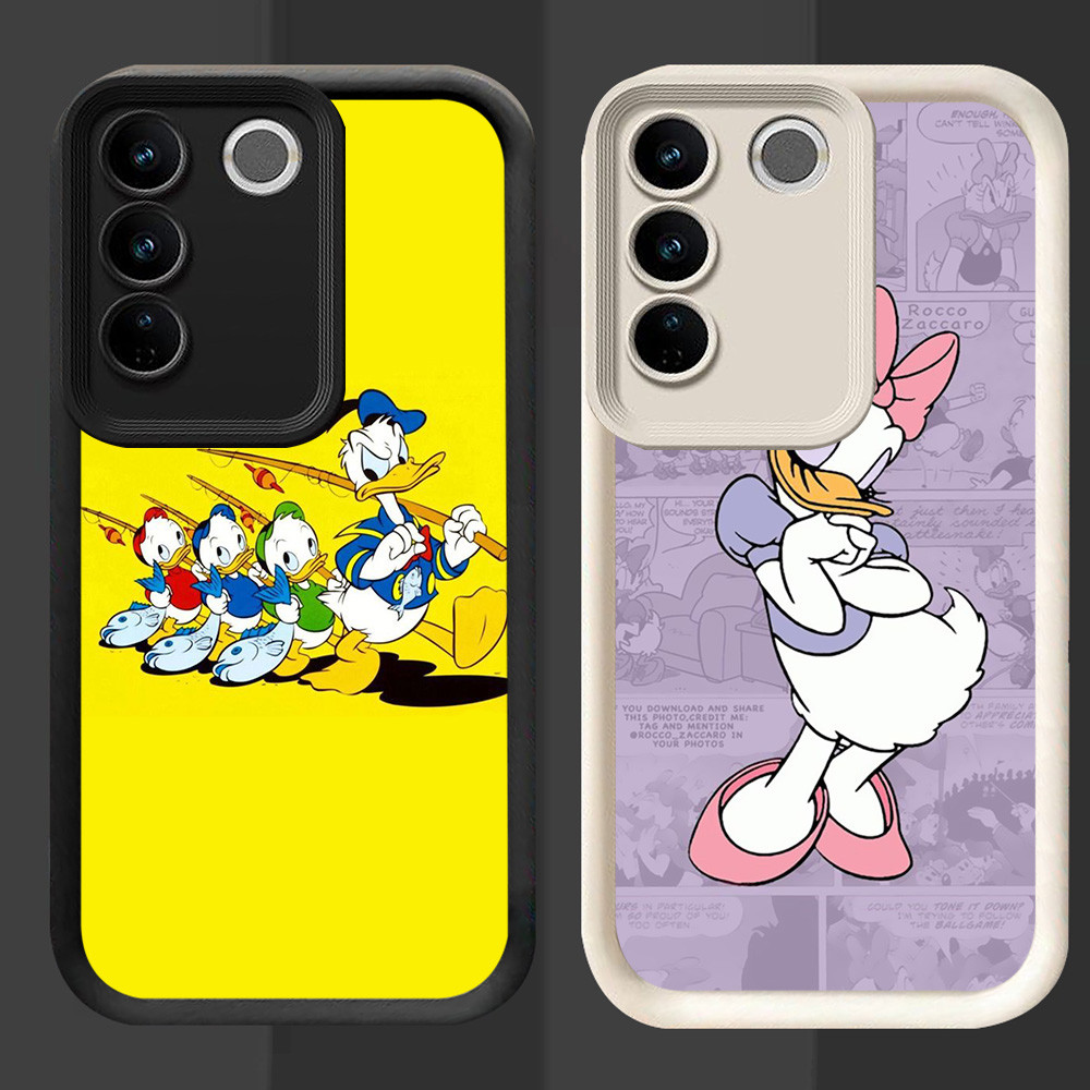 R59 โดนัลด์ดั๊กปลอกสําหรับ VIVO V29E Y81 Y81s V29 Pro Y100 สีดําและสีขาว