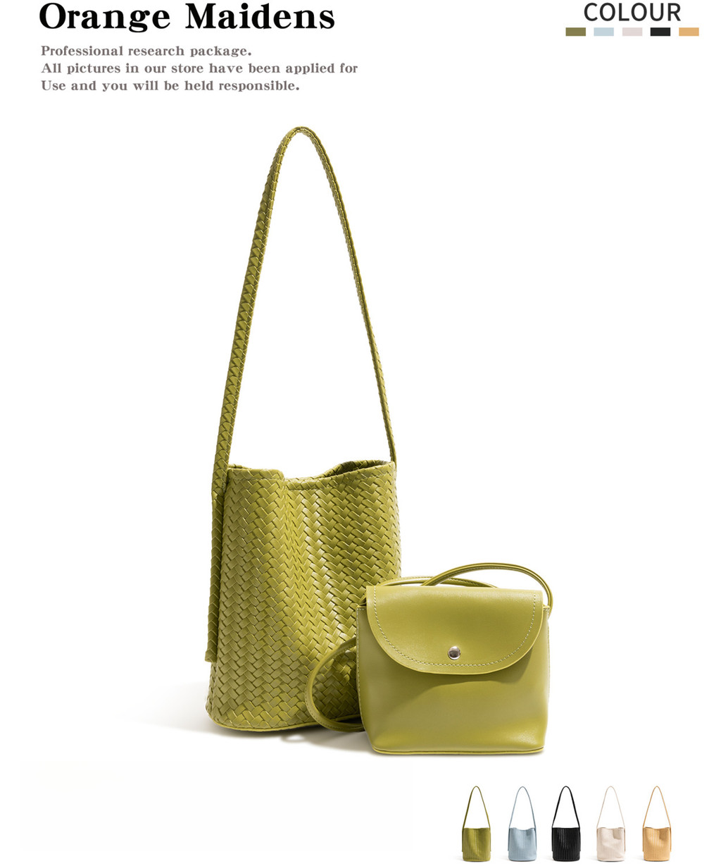 Orange Girls มือถัก Bucket Pack 2025 ใหม่พรีเมี่ยม Sensing Qin Zi Master Pack หนึ่งร้อยไหล่กระเป๋า T